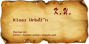 Klosz Urbán névjegykártya